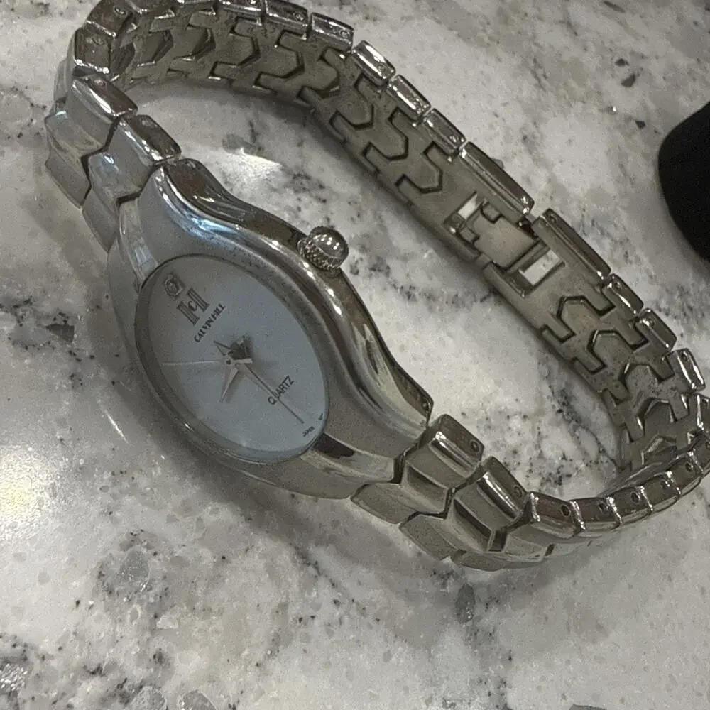 VTG Calvin Hill His Hers Quartz Watch Set Matching Pair Box Papers Silver Tone